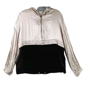 Zara Hoodie Womens 1/2 Zip Oversized Colorblock Boxy Retro Y2K Mettalic Sz‎ L/XL